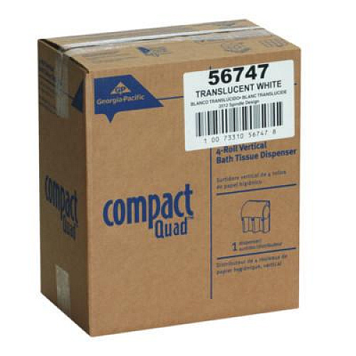Georgia Pacific Professional Compact Quad Vertical Four-Roll Coreless Tissue Dispenser, 12.06 x 8 x 14.44, White (56747A)
