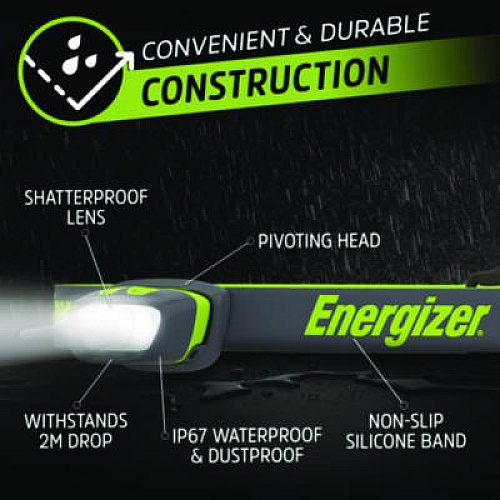 Energizer Pro Series Multi-Color Hybrid Headlamp, Rechargeable Lithium Ion Battery/4 AAA Batteries (Included), Gray/Green (ENY38A42P)