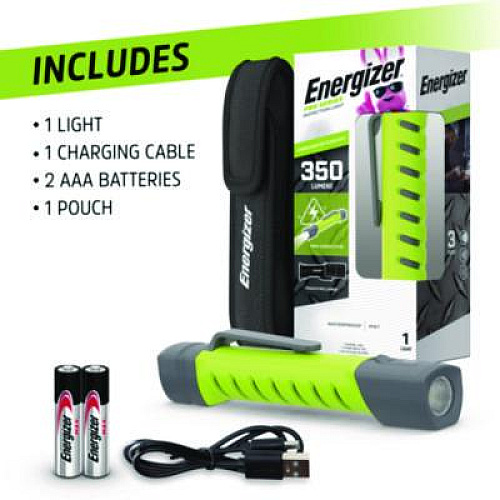 Energizer Pro Series Inspection Light, Rechargeable Lithium Ion Battery/2 AAA Batteries (Included), Gray/Green (ENYPHH22)