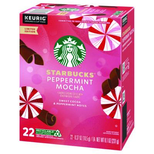 Starbucks Peppermint Mocha K-Cup, 22/Box, 4/Carton (12437832CT)
