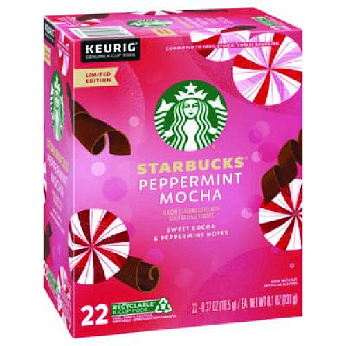 Starbucks Peppermint Mocha K-Cup, 22/Box, 4/Carton (12437832CT)