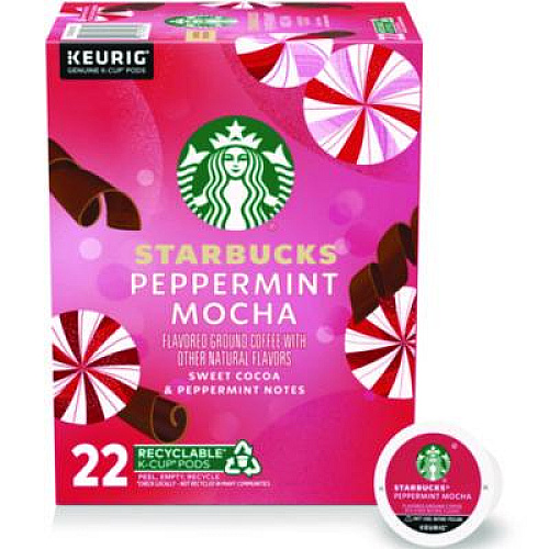 Starbucks Peppermint Mocha K-Cup, 22/Box, 4/Carton (12437832CT)