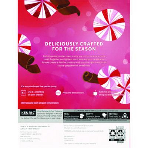 Starbucks Peppermint Mocha K-Cup, 22/Box, 4/Carton (12437832CT)