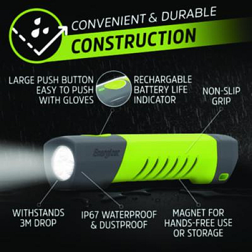 Energizer Pro Series Hybrid Handheld, Rechargeable Lithium Ion Battery/2 AA Batteries (Included), Gray/Green (ENYPHH21)
