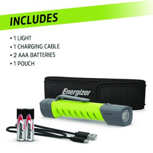 Energizer Pro Series Hybrid Handheld, Rechargeable Lithium Ion Battery/2 AA Batteries (Included), Gray/Green (ENYPHH21)