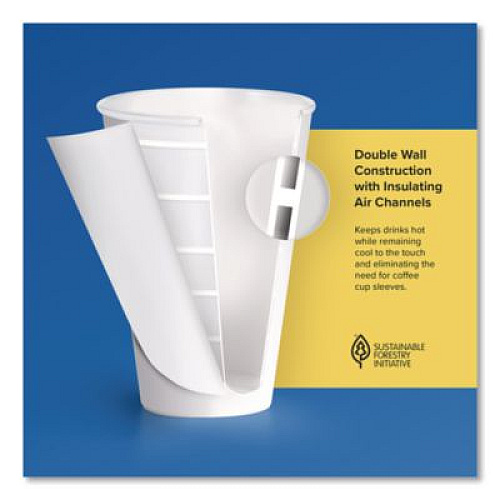 SOLO Thermoguard Insulated Paper Hot Cups, 16 oz, White Sustainable Forest Design, 30/Pack (DWTG16W)