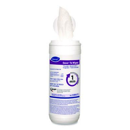 Diversey Oxivir TB Disinfectant Wipes, 7 x 6, White, 60/Canister, 12 Canisters/Carton (5388471)