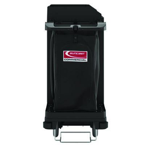 Suncast Commercial Standard Housekeeping Cart, Plastic, 1 Shelf, 24" x 62.13" x 49.75", Black (HKC1000)