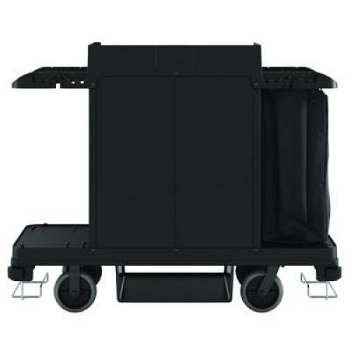 Suncast Commercial Standard Housekeeping Cart, Plastic, 1 Shelf, 24" x 62.13" x 49.75", Black (HKC1000)