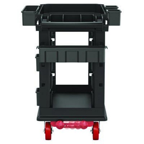 Suncast Commercial Heavy Duty Plus Utility Cart, Plastic, 2 Shelves, 6 Bins, 500 lb Capacity, 19.5" x 41.78" x 34.81", Black (PUCHD1937)