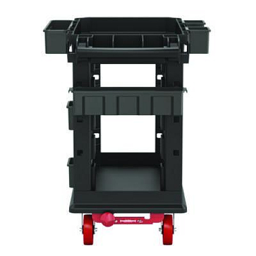 Suncast Commercial Heavy Duty Plus Utility Cart, Plastic, 2 Shelves, 6 Bins, 500 lb Capacity, 19.5" x 41.78" x 34.81", Black (PUCHD1937)
