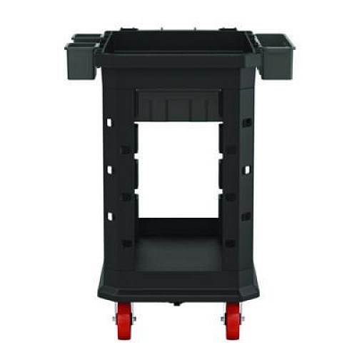 Suncast Commercial Heavy Duty Plus Utility Cart, Plastic, 2 Shelves, 6 Bins, 500 lb Capacity, 19.5" x 41.78" x 34.81", Black (PUCHD1937)