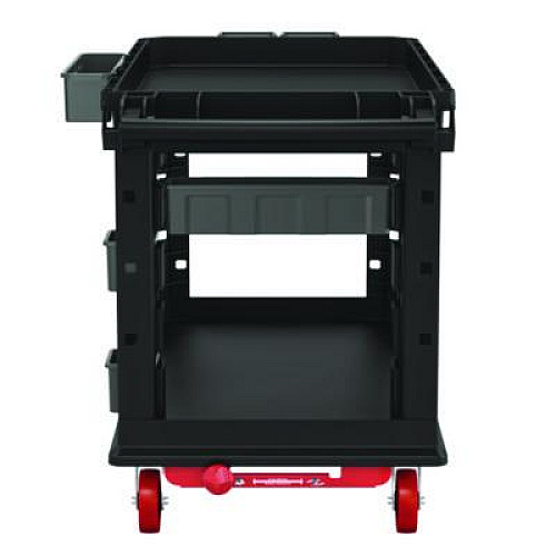 Suncast Commercial Heavy Duty Plus Utility Cart, Plastic, 2 Shelves, 6 Bins, Capacity, 26.5" x 48.78" x 34.81", Black (PUCHD2645)