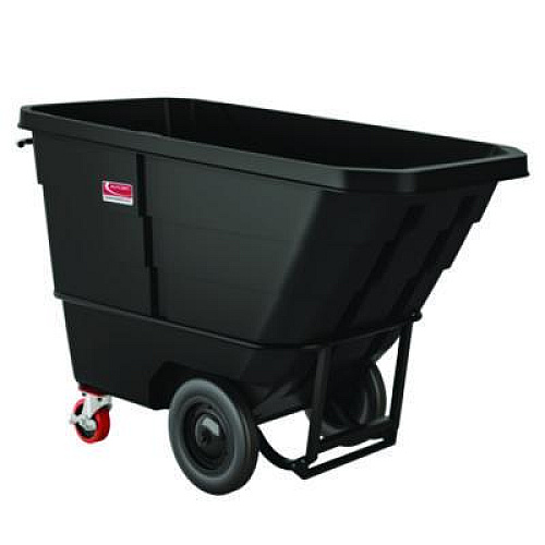 Suncast Commercial 1 cu yd Heavy Duty Tilt Truck, Forkliftable Frame, 2,200 lb Capacity, Black/Red (RMTTHD100)