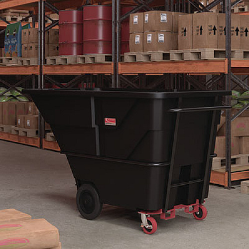 Suncast Commercial 2 cu yd Heavy Duty Tilt Truck, Forkliftable Frame, 2,300 lb Capacity, Black/Red (RMTTHD200)