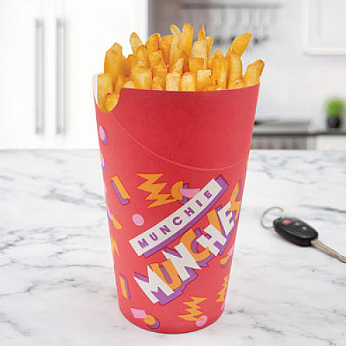 SOLO Grease-Resistant Paper Munchie Cup Containers, ProPlanet Seal, 9 oz, 3.44" Diameter x 7.23" h, Munchies Design, 500/Carton (GF90)