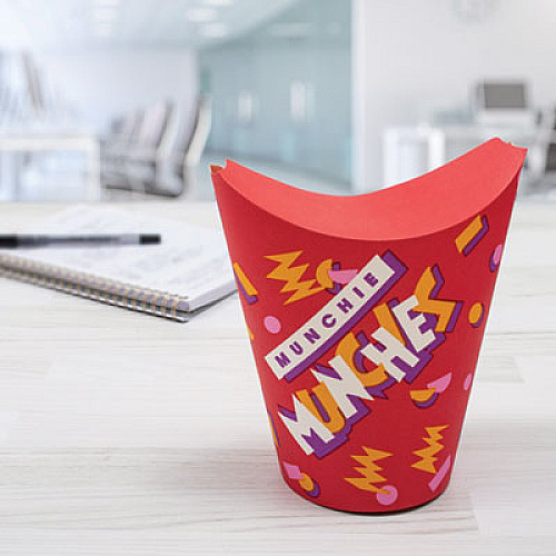 SOLO Grease-Resistant Paper Munchie Cup Containers, ProPlanet Seal, 9 oz, 3.44" Diameter x 7.23" h, Munchies Design, 500/Carton (GF90)