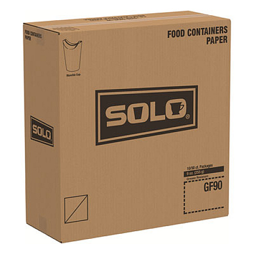 SOLO Grease-Resistant Paper Munchie Cup Containers, ProPlanet Seal, 9 oz, 3.44" Diameter x 7.23" h, Munchies Design, 500/Carton (GF90)
