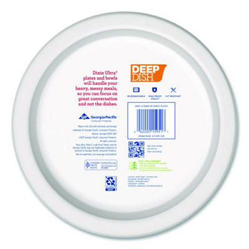 Dixie Ultra Deep Dish Paper Plate, 9.56" dia, Blue/Yellow, 18/Pack (15951)