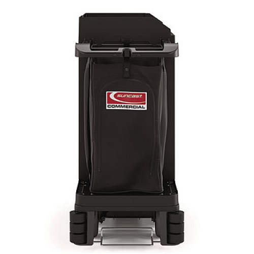 Suncast Commercial Partially Assembled Premium Housekeeping Cart, Plastic, 1 Shelf, 24 x 62.13 x 49.75, Black (HKC2002)
