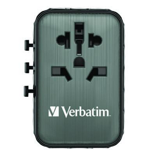Verbatim UTA-05 Gan III Universal Travel Adapter, (2) USB-A/(2) USB-C/Quick Charge 4+ (32120)
