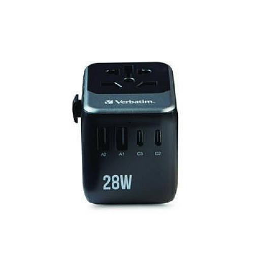 Verbatim UTA-07 Universal Travel Adapter, (3) USB-A, (3) USB-C (32122)