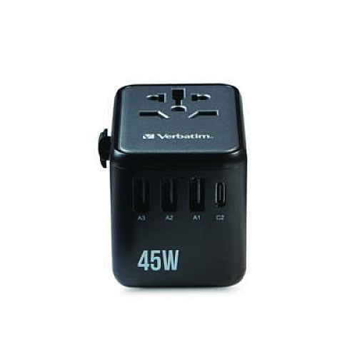 Verbatim UTA-08 Universal Travel Adapter, (3) USB-A/(3) USB-C (32123)