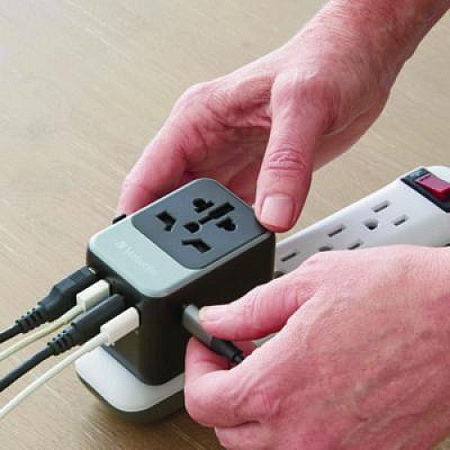 Verbatim UTA-07 Universal Travel Adapter, (3) USB-A, (3) USB-C (32122)