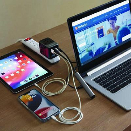 Verbatim UTA-07 Universal Travel Adapter, (3) USB-A, (3) USB-C (32122)