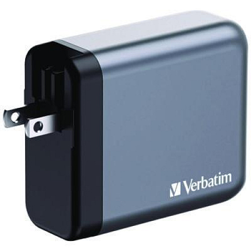 Verbatim 140 W 4-Port GaN Wall Charger, Black/Gray (32203)