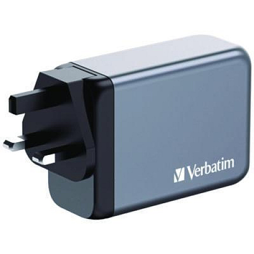 Verbatim 240 W 4-Port GaN Wall Charger, Black/Gray (32205)