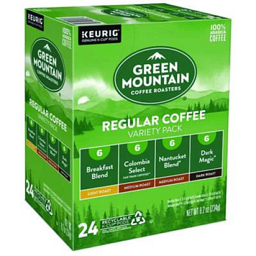 Green Mountain Coffee Regular Variety Pack Coffee K-Cups, Assorted Flavors, 24/Box (9974)