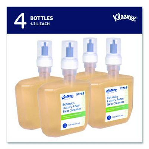 Kleenex Botanics Luxury Foam Skin Cleanser, Fresh Scent, 1,200 mL Refill, 4/Carton (52788)