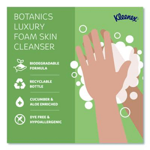 Kleenex Botanics Luxury Foam Skin Cleanser, Fresh Scent, 1,200 mL Refill, 4/Carton (52788)