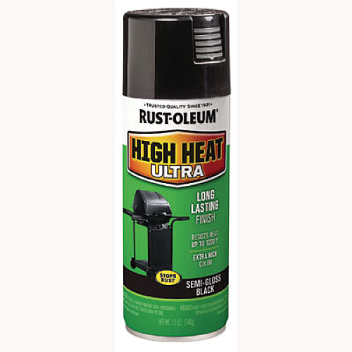 Rust-Oleum High Heat Enamel Spray Paint, Semi-Gloss Black, 12 oz Aerosol Can, 6/Carton (241169)