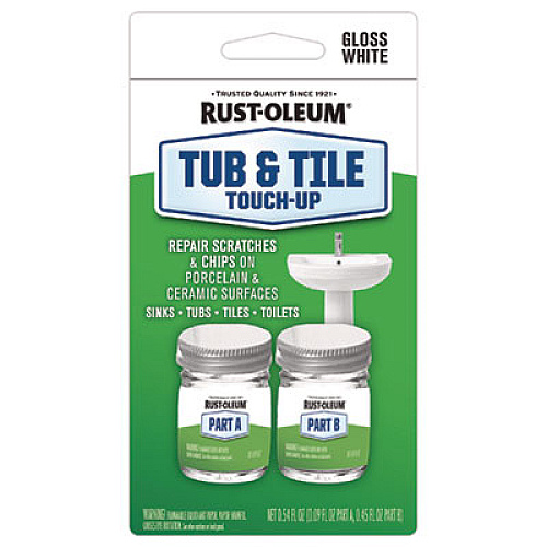 Rust-Oleum Specialty Gloss White Tub and Tile Touch Up, Gloss White, 0.54 oz Glass Vials, 6 Kits/Carton (244166)