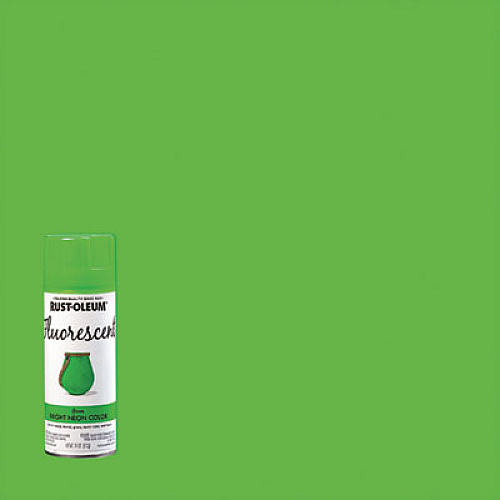 Rust-Oleum Specialty Fluorescent Spray Paint, Flat Fluorescent Green, 11 oz Aerosol Can, 6/Carton (342417)