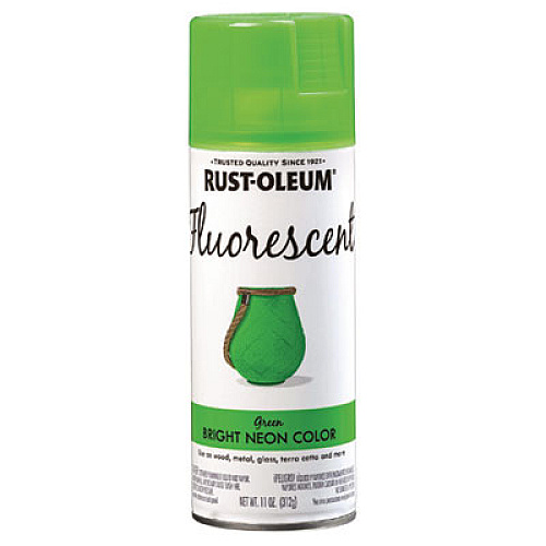 Rust-Oleum Specialty Fluorescent Spray Paint, Flat Fluorescent Green, 11 oz Aerosol Can, 6/Carton (342417)