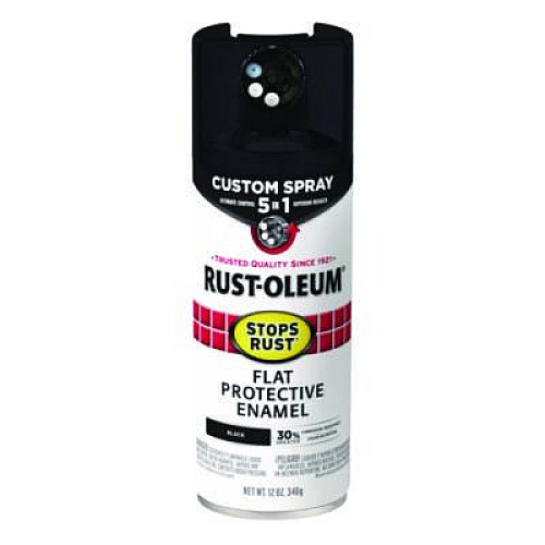 Rust-Oleum Stops Rust 5-in-1 Spray Paint, Flat Black, 12 oz Aerosol Can, 6/Carton (376855)