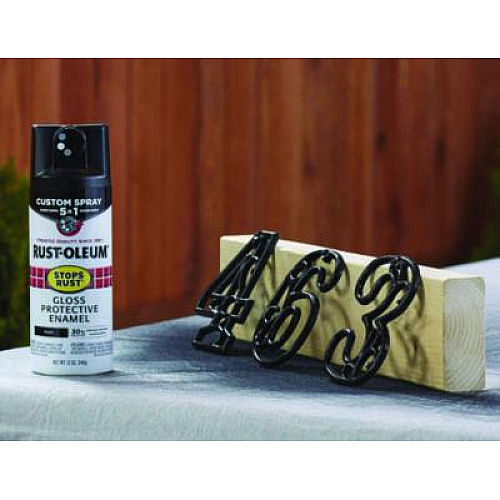 Rust-Oleum Stops Rust 5-in-1 Spray Paint, Gloss Black, 12 oz Aerosol Can, 6/Carton (376884)