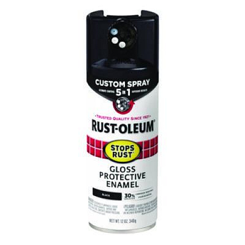 Rust-Oleum Stops Rust 5-in-1 Spray Paint, Gloss Black, 12 oz Aerosol Can, 6/Carton (376884)
