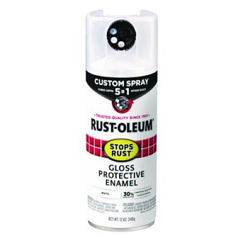 Rust-Oleum Stops Rust 5-in-1 Spray Paint, Gloss White, 12 oz Aerosol Can, 6/Carton (376886)