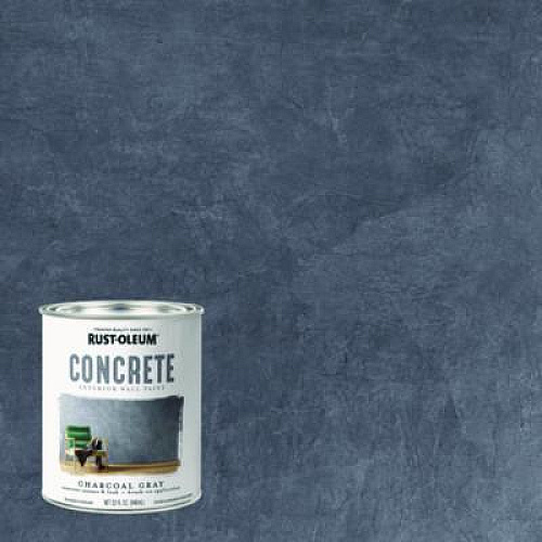 Rust-Oleum Concrete Interior Wall Paint, Flat Charcoal Gray, Quart Can, 2/Carton (379906)