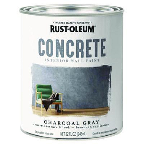 Rust-Oleum Concrete Interior Wall Paint, Flat Charcoal Gray, Quart Can, 2/Carton (379906)