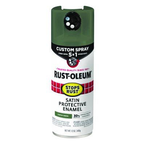 Rust-Oleum Stops Rust 5-in-1 Spray Paint, Satin Earthy Green, 12 oz Aerosol Can, 6/Carton (383421)