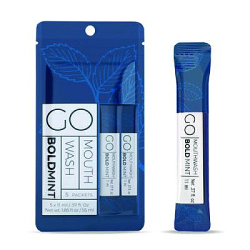 Go Mouthwash Individual Mouthwash Packets, Bold Mint Flavor, 0.37 Packet, 5/Pack, 12 Packs/Box (MW05BOLD)