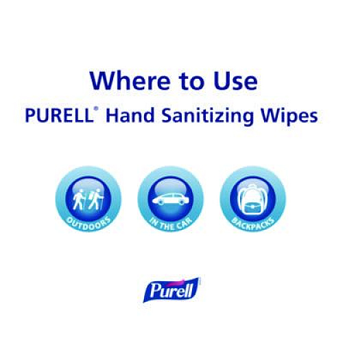 PURELL Cottony Soft Individually Wrapped Sanitizing Hand Wipes, 5 x 7, Unscented, White, 120/Box (902712)