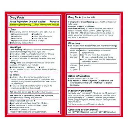Tylenol Extra Strength Pain Reliever Caplets, 100 Count (044909)