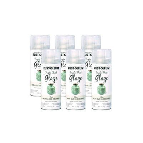 Rust-Oleum Specialty Triple Thick Glaze Spray Paint, High Gloss Clear, 12 oz Aerosol Can, 6/Carton (301416)