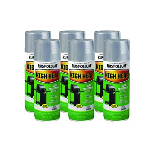 Rust-Oleum High Heat Enamel Spray Paint, Flat Silver, 12 oz Aerosol Can, 6/Carton (7716830)